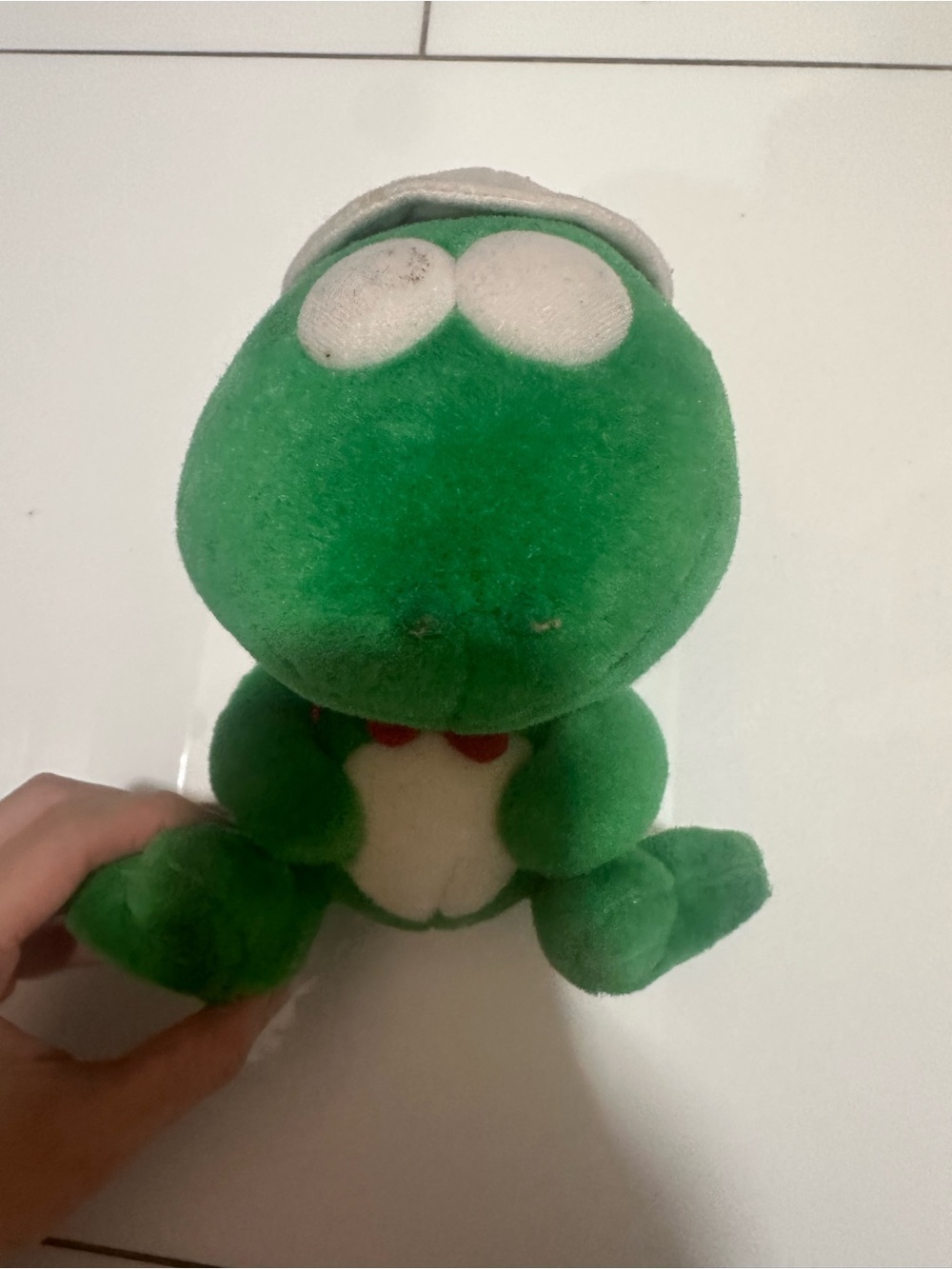 Green Plush Frog Stuffed Toy with White Belly